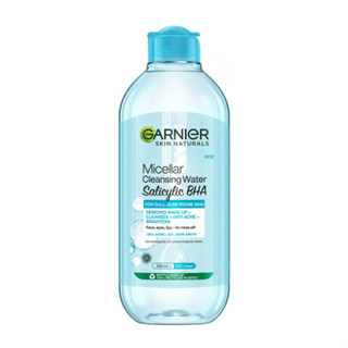 GARNIER MICELLAR CLEANSING WATER SALICYLIC BHA การ์นิเย่ ไมเซล่า คลีนซิ่ง วอเตอร์  สีฟ้า