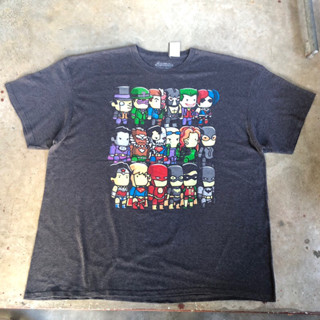 vtg.T-Shirt เสื้อการ์ตูนรวมซูเปอร์ฮีโร่ DC COMIC SCRIBBLENAUTS MADE IN HONDURAS Sz.XXL 50% COTTON 50% POLYESTER