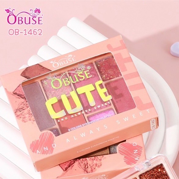 OB-1462 โอบิวซ์ พาเลท อายแชโดว์ 8 สี เนื้อแมทท์ ชิมเมอร์ กลิตเตอร์ OBUSE CUTE EYESHADOW AND ALWAYS SWEET