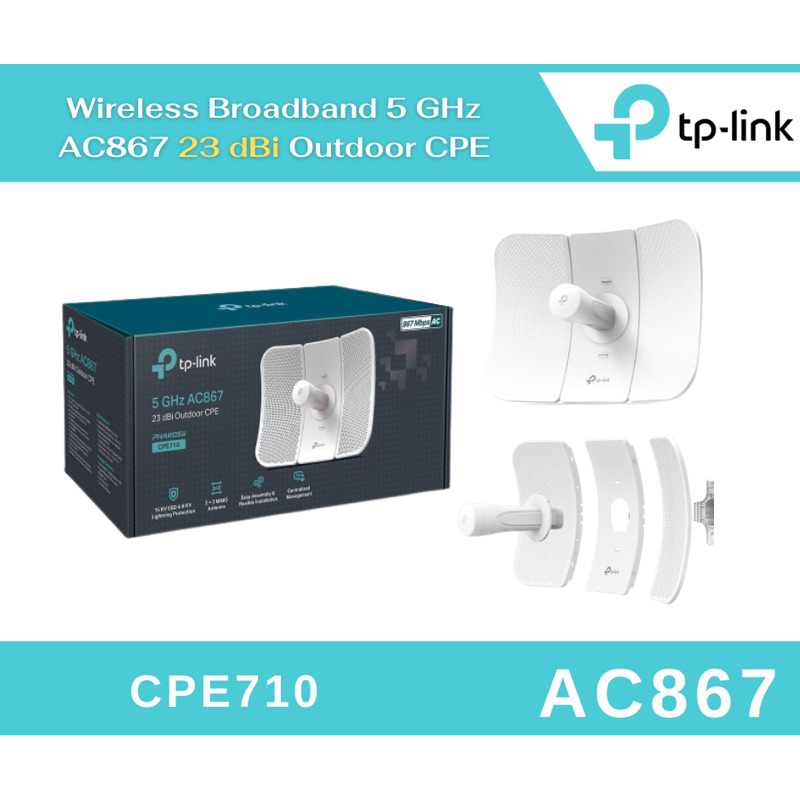 [ มีของพร้อมส่ง 🔥🔥 ]TP-Link CPE710 Outdoor Wireless Broadband 5GHz AC867 23 dBi Outdoor CPE