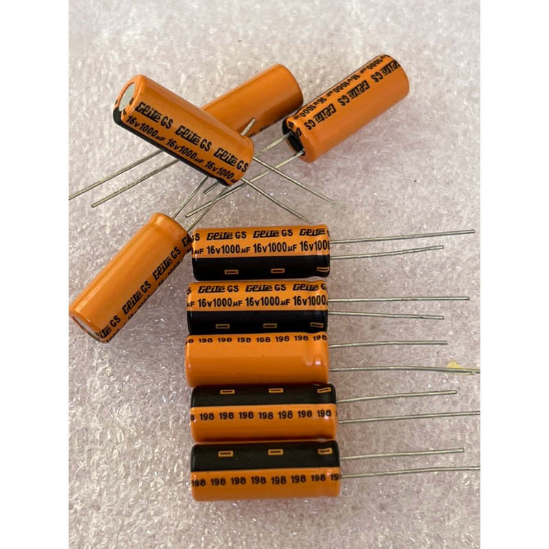 คาปาซิเตอร์ 1000UF 16V C1000UF 16V (10ชิ้น)  C1000uf 16v ขนาด8x20mm. C1000uf 16v  C1000UF 16V พร้อมส