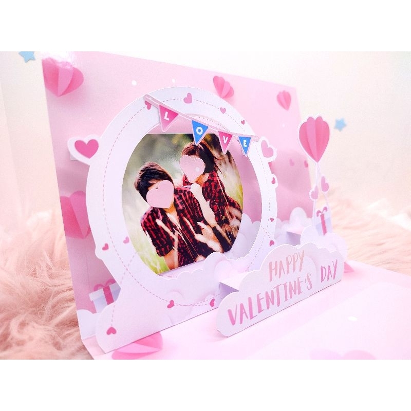 VA03 การ์ดป๊อปอัพ วาเลนไทน์ Valentine เทศกาลแห่งความรัก ใส่รูปได้ น่ารัก หวานๆ