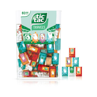 Tic Tac - Travelers ลูกอม4 รสชาติที่สดชื่น มี 60 กล่องเล็ก หมดอายุ17/05/24