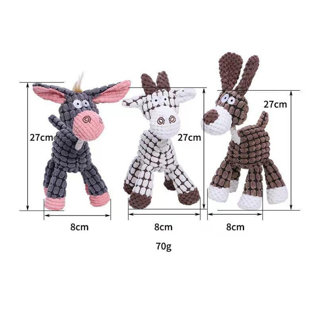 ตุ๊กตาผ้าบีบแล้วมีเสียง Donkey Pet Toy ตุ๊กตาผ้ากัด ของเล่นหมา ของเล่นสุนัข 27cm ของเล่นฟันแทะ