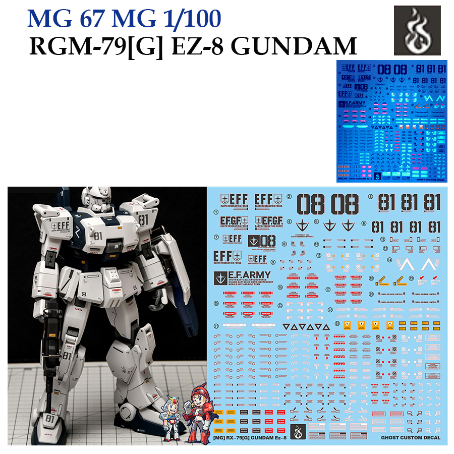 ดีคอลน้ำ [Ghost] MG 67 RGM-79[G] GUNDAM EZ-8 MG 1/100 (HIQ Water Decal) Fluorescent MG67 GMG67 GMG 6