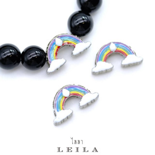 Leila Amulets อุณาโลม เหนือเมฆ Baby Leila Collection สีรุ้ง ห่วงข้าง (พร้อมกำไลหินฟรีตามรูป)