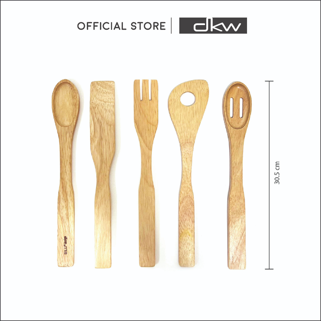 DKW WA-107 ชุดไม้พายผสมอาหาร ทัพพี ตะหลิว ช้อน ส้อม พร้อมฐานไม้ยางพารา ราคา ถูกที่สุด ดีลบีเคเค แกลเลอรีภาพที่ 4