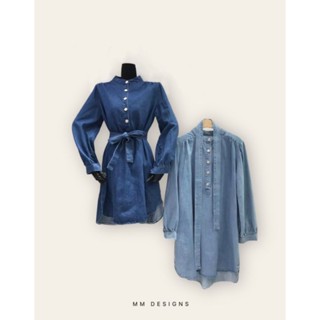 Jeans dress เดรสยีนส์คอจีน กระดุมหน้าครึ่งตัว เดรสทรงปล่อย เว้าข้าง ทรงใส่สบาย ผ้ายีนส์เนื้อดี สวยมาก แนะนำคะ