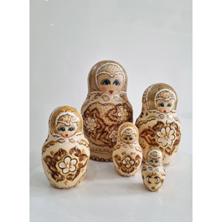 ตุ๊กตารัสเซีย ตุ๊กตาแม่ลูกดก Russia Russian Nesting Dolls ผิวเนื้อไม้ / ของที่ระลึกจากรัสเซีย  *มือสอง ของสะสม