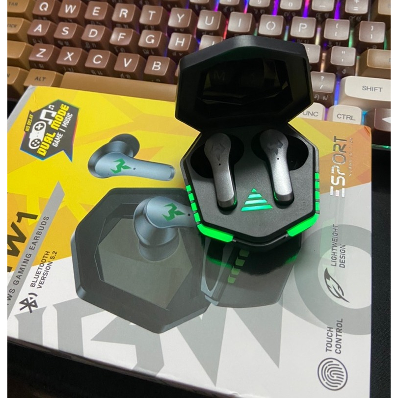 ส่งจากไทย Nubwo NTW1 Gaming Earphone Wireless หูฟังเกมมิ่งไร้สายพร้อมไฟแสดงสถานะ ประกันศูนย์ 1ปี หูฟ