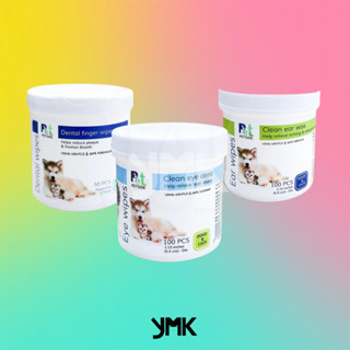 แผ่นเปียกทำความสะอาดเช็ด ตา /หู / ฟัน Petside Eye/Ear/Teeth Wipes by YMK