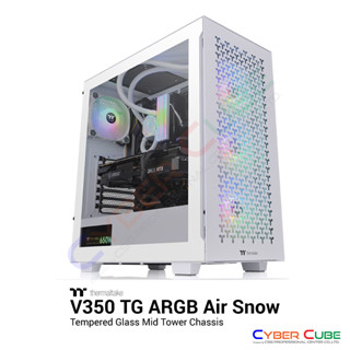 Thermaltake V350 TG ARGB Air Snow Tempered Glass Mid Tower Chassis - White ( เคส ) Case