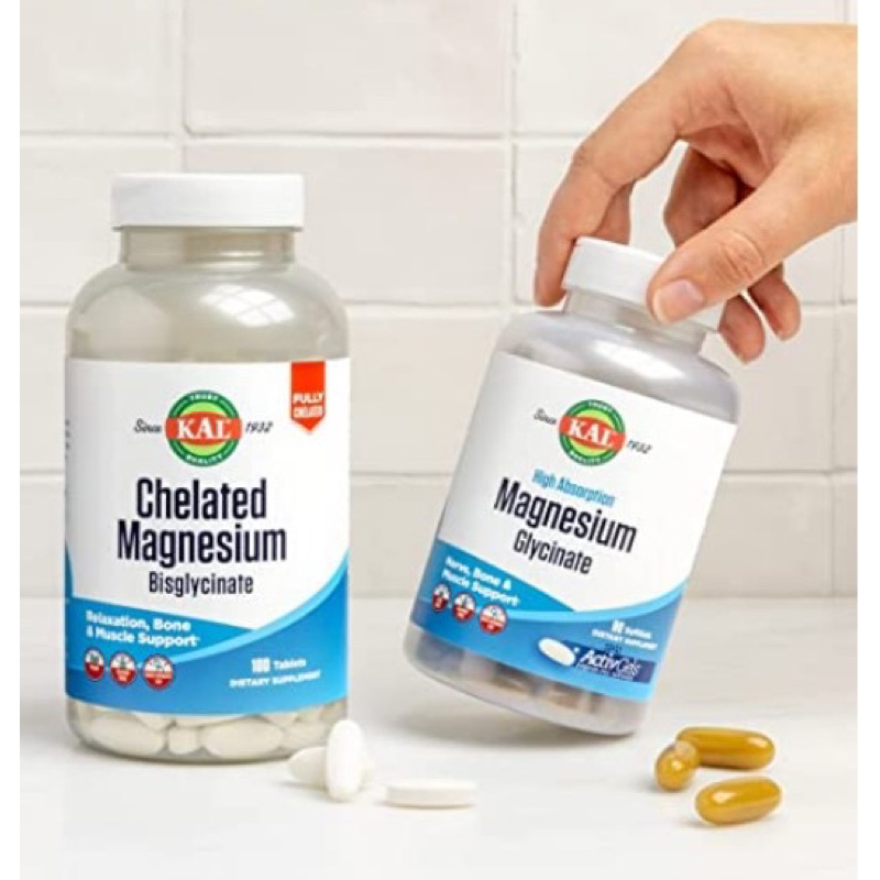 KAL, High Absorption Magnesium Glycinate 350,VegCaps, Softgels