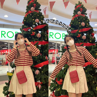 sistertwo 🐰 เสื้อแขนยาวไหมพรมลายทาง งานน่ารักมากสไตล์เกาหลี พร้อมส่ง!