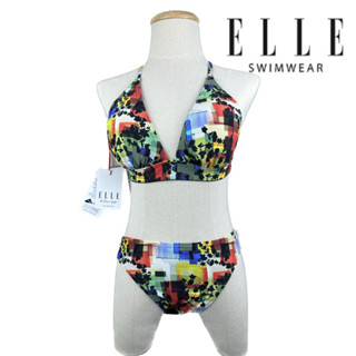 ชุดว่ายน้ำยี่ห้อ Elle แท้ bikini 2ชิ้น กัน UV ราคาเต็ม 2,xxx ผ้าหนาอย่างดี มีฟองน้ำซับใน