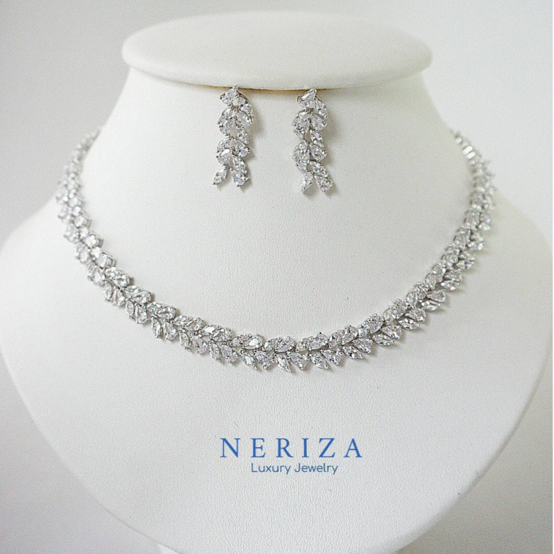 Neriza jewelry/เครื่องประดับเจ้าสาวเพชรสังเคราะห์เกรดพรีเมี่ยมประกายไฟเทียบเท่าเพชรแท้ NSW029