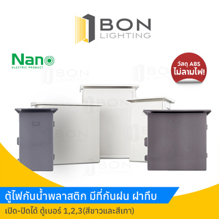 ตู้ไฟกันน้ำพลาสติก มีที่กันฝน ฝาทึบ  เปิด-ปิดได้ ตู้เบอร์ NANO-101,102,103(สีขาวและสีเทา)