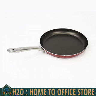 [พร้อมส่ง] Frying Pan กระทะเคลือบ ด้ามจับสแตนเลส สีแดง 31 x 49 x 4 cm