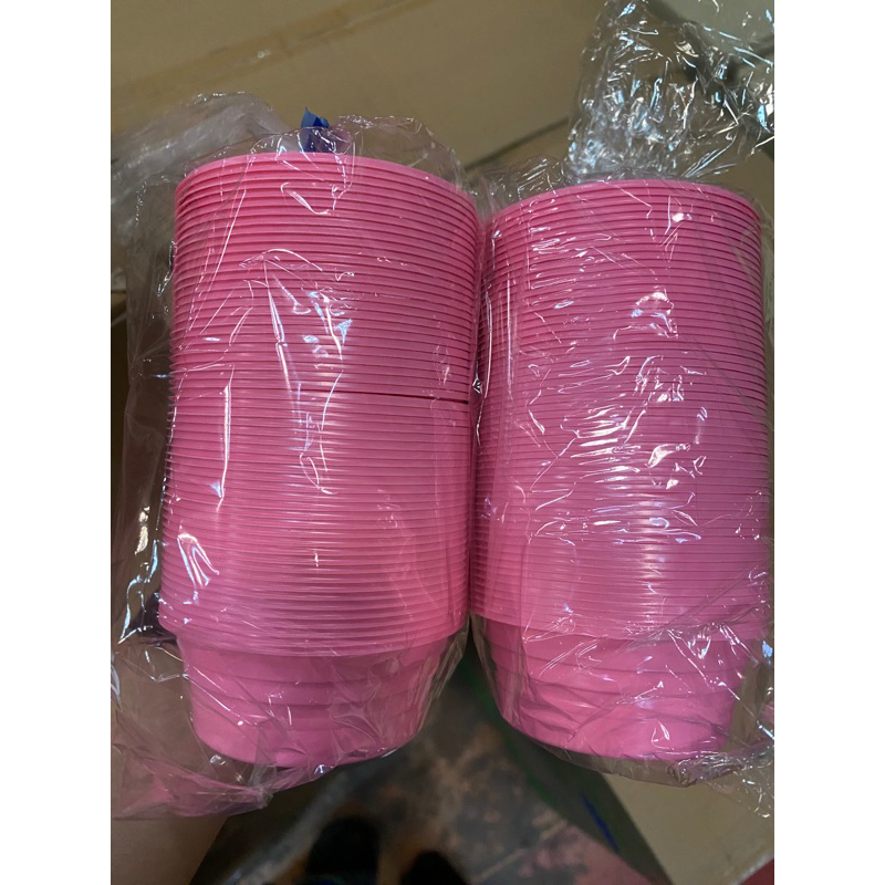 ถ้วยไอศกรีมสีชมพู ถ้วยไอศกรีมซุปเปอร์จิ๋ว (ขาย 100 ใบ=ได้ 2 แพค )