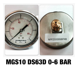 "NUOVA FIMA" Pressure gauge เกจวัดแรงดัน ขนาดหน้าปัด2.5"  Range0-6,10,16Bar เกลียวออกหลัง1/4"