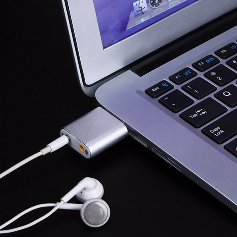 USB การ์ดเสียง ซาวด์การ์ด Audio 3D Sound Virtual 7.1 Channel การ์ดเสียงโลหะ การ์ดเสียงอลูมิเนียมรูหูฟังรูไมโครโฟน