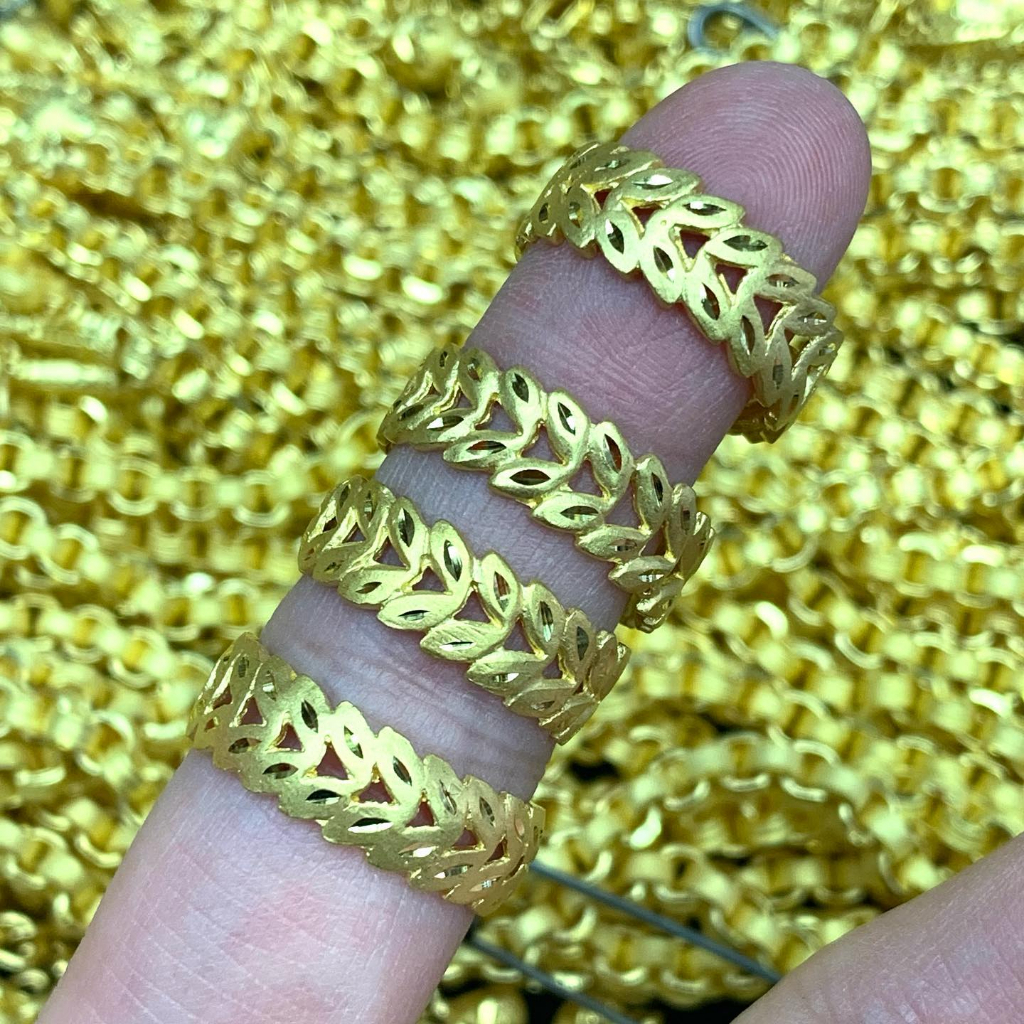 FLASHSALE แหวนทอง 1 สลึง ทองคำแท้ 96.5% มีใบรับประกัน แหวนใบมะกอกรอบวง แหวนใบมะกอก แหวนแฟนซี
