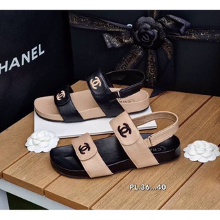 รองเท้า Chanel รองเท้าแตะสวมแบบสายเข็มขัด **มีเก็บปลายทาง**รองเท้างานแบรนด์รองเท้าแฟชั่น ทรงสวม งานปั้ม คุณภาพดี