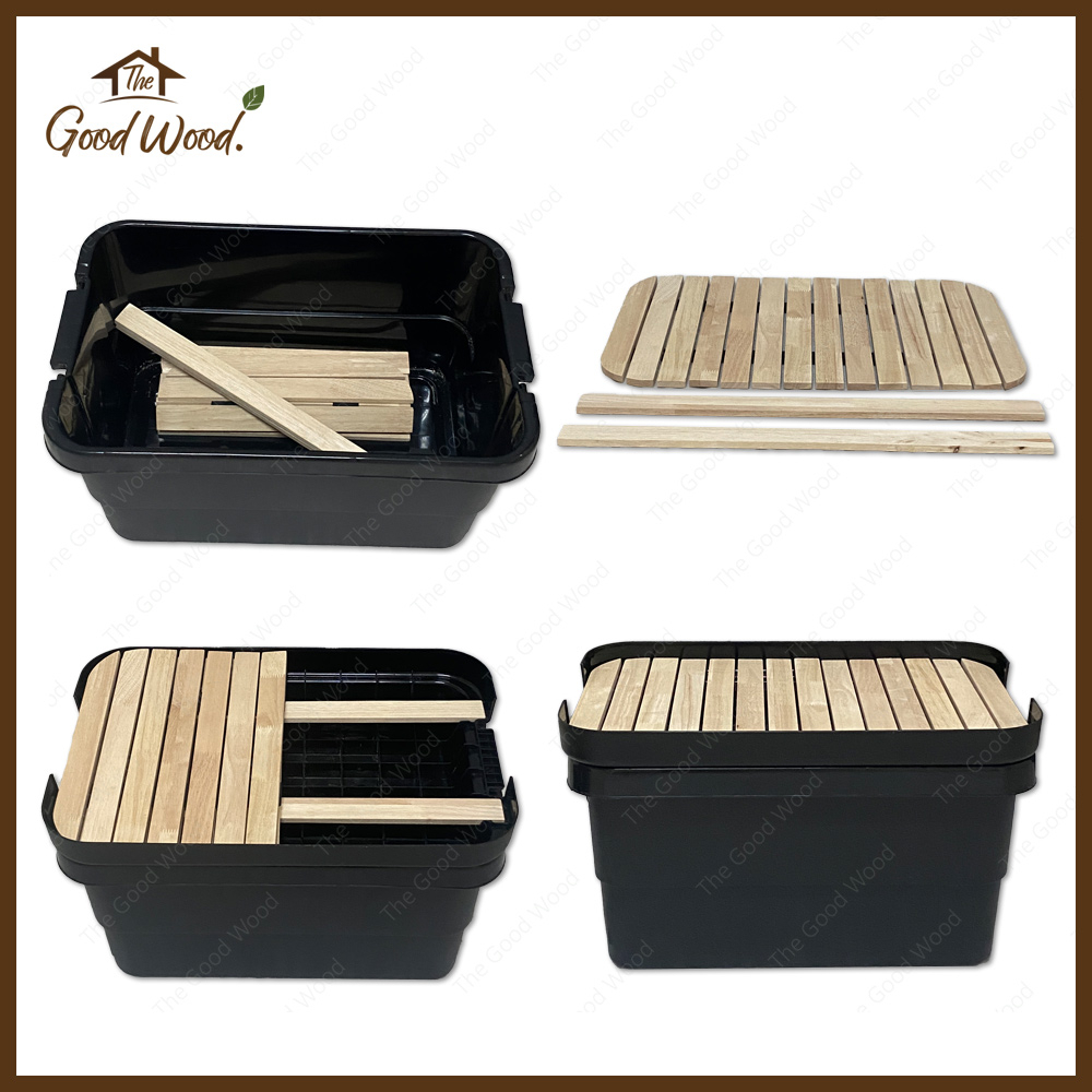 ท็อปไม้ กล่องแคมปิ้ง (ไม่รวมกล่อง) สำหรับกล่องindex 30L / 50L / 65-70L ไม้พารา หน้าท็อป กล่องเก็บของ - รูปที่ 3