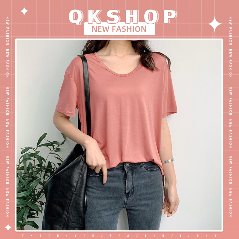 QKshop โปรโมชั่น🔥เสื้อผ้าแฟชั่น เสื้อยืดแฟชั่น เสื้อยืดคือกลมกว้างสีพื้น นุ่ม เด้ง ใส่สบาย🗽ขายดีมากนะแม่