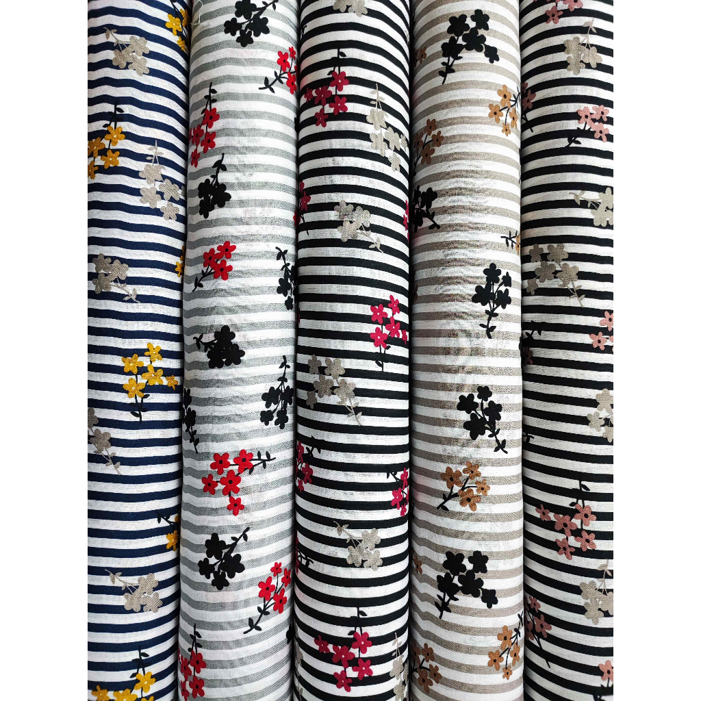 256 [SALE] ผ้าชิ้นเรยอน แมมเบิร์ต สปัน ผ้าพิมพ์ ลายดอกเล็ก ใยธรรมชาติ 100% หน้ากว้าง 58''(ขายเป็นเมตร)