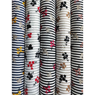 256 [SALE] ผ้าชิ้น ผ้าชิ้นเรยอน ผ้าแมมเบิร์ต ผ้าสปัน ผ้าพิมพ์ ลายดอกเล็ก ใยธรรมชาติ 100% หน้ากว้าง 58(ขายเป็นเมตร)