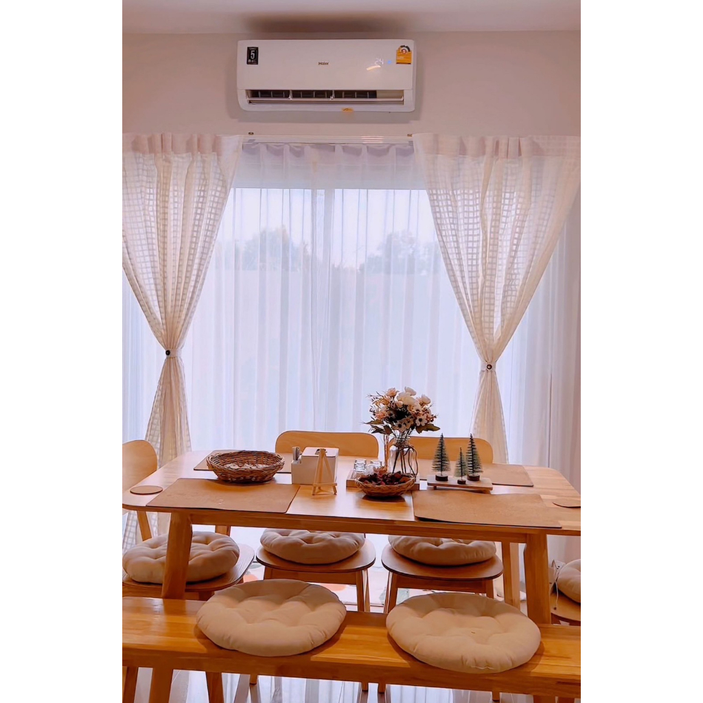 ผ้าม่านจีบใส่ตะขอ ผ้าฝ้ายสีขาว กรองแสงก็ได้ ใส่สวยก็ดี