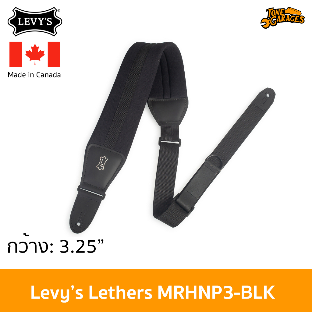 Levy's Leathers MRHNP3-BLK Right Height Wide Neoprene Bass Strap สายสะพาย เบส Made in Canada