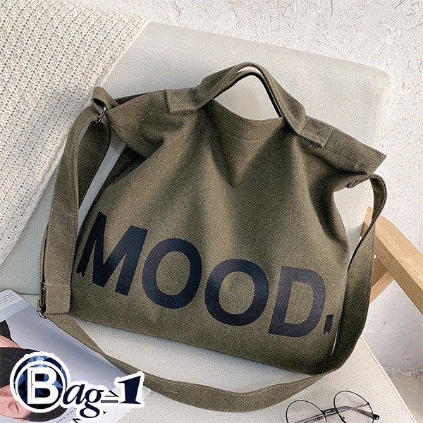 bag_1(BAG1813) กระเป๋าผ้าสะพายข้าง MOOD.ผ้าแคนวาส ผู้ชาย​ ผู้หญิง​ อินเทรนด์​ญี่ปุ่น มี3สี