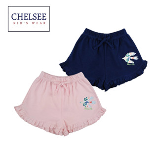 Chelsee กางเกงขาสั้น เด็กผู้หญิง รุ่น 237808 ปักลายนก อายุ 2-9ปี ผ้า Cotton 100% ผ้านุ่ม เสื้อผ้าเด็กโต