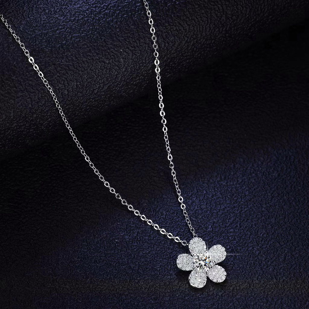 Vvi Moissanite Necklace สร้อยคอเงินแท้ 925  เพชรโมอีส  สำหรับผู้หญิง ของขวัญ vvs/D ใบรับรองGRA 0.5ct-1ct - รูปที่ 3