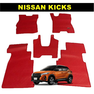 พรมรถยนต์ NISSAN KICKS 2020 พรมกระดุมเม็ดเล็กpvc สีแดง เข้ารูป ตรงรุ่นรถ 5ชิ้น