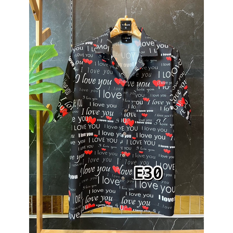 เสื้อฮาวายวินเทจ วาเลนไทน์เกาหลีไหมอิตาลี