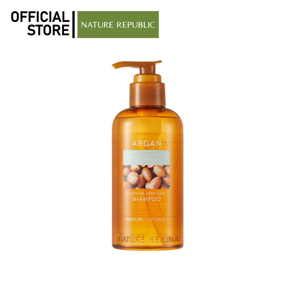 NATURE REPUBLIC ARGAN ESSENTIAL DEEP CARE SHAMPOO (300ML) แชมพู ฟื้นฟูผมแห้งเสีย ทำสี ยืด หรือดัดผม