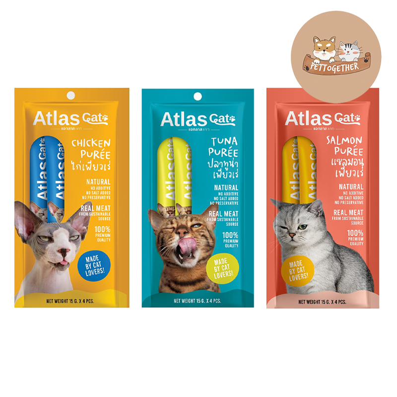 ขนมแมวเลีย Atlas Cat แอทลาส แคท บำรุงขน ขนาด 15g.x 4