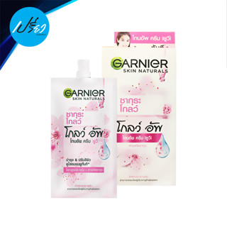 GARNIER NATURALS SAKURA WHITE PINK UP TONE UP CC CREAM.การ์นิเย่ พิงค์ อัพโทน อัพซีซี ครีม (1 กล่อง/6ซอง)