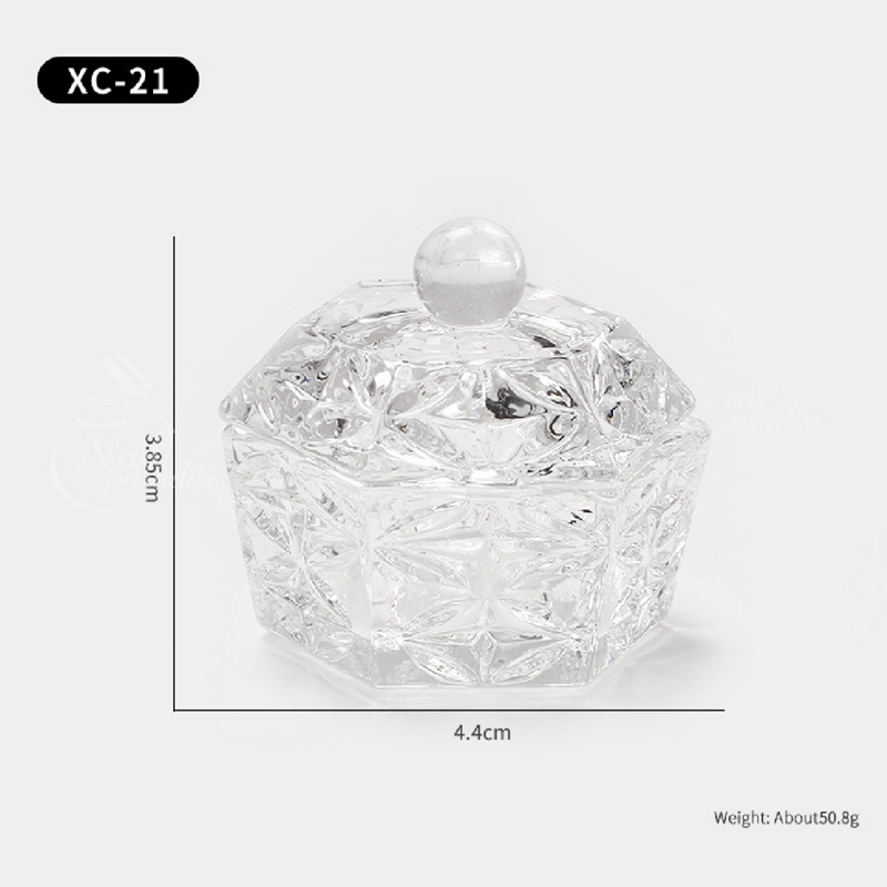 พร้อมส่งทุกวัน ถ้วยแก้วแบบมีฝา คริสตัลใส ใส่น้ำยา อะคลิลิค น้ำยาล้างพู่กัน น้ำยาเกลี่ยอะคริลิค Nail Tools - รูปที่ 3