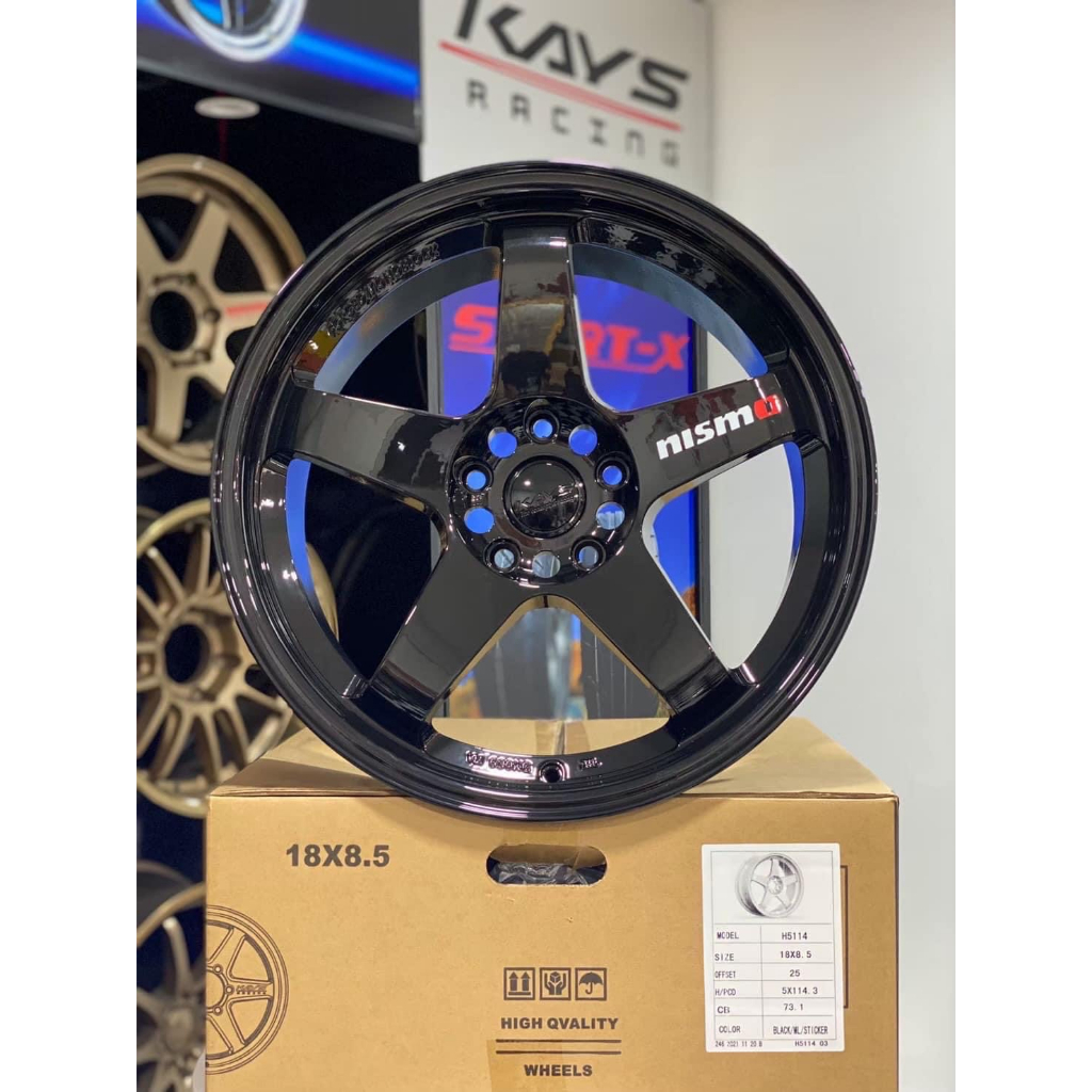 ล้อแม็กใหม่ - NISMO - งาน KAYS - สีดำเงา - ขอบ 18 หน้ากว้าง 8.5 x 8.5 x 5รู114 ET25/25