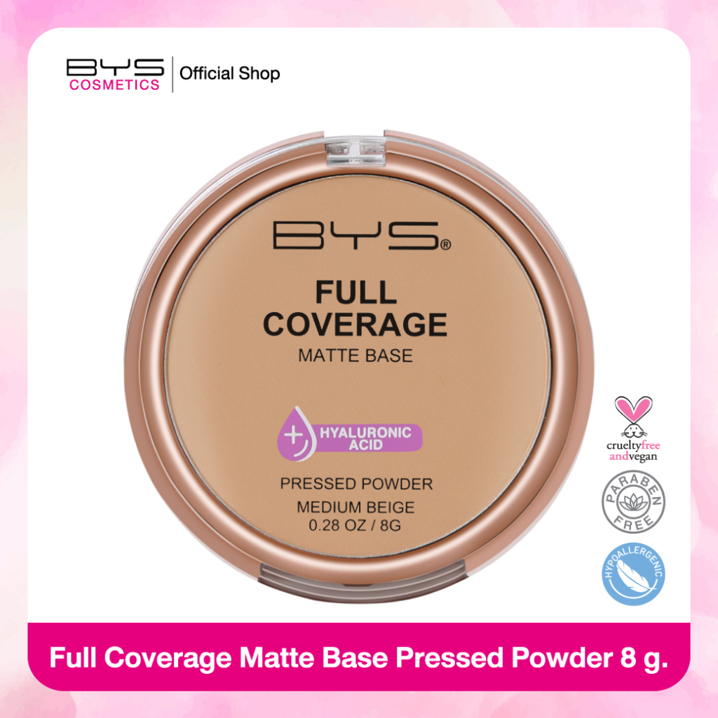 BYS Cosmetics Full Coverage Matte Base Pressed Powder 8 g. (4 เฉดสี) แป้งพัฟเนื้อแมตต์ คุมความมัน"