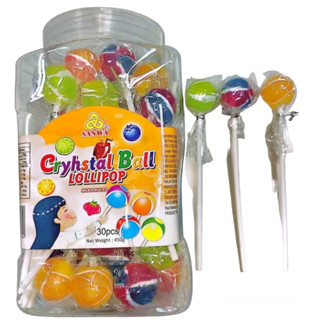 🏀 ซันวา คริสตัลบอล อมยิ้มรสผลไม้รวม | Sanwa Cryhstal Ball Lollipop Mix Fruits 30pcs