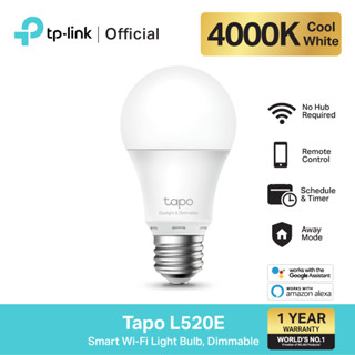 TP-Link Tapo L520E หลอดไฟอัจฉริยะ ตั้งค่าเปิด/ปิดผ่านแอป สั่งการด้วยเสียง Smart Wi-Fi Light Bulb  ขั้ว E27 มีฟังก์ชั่นหรี่แสง