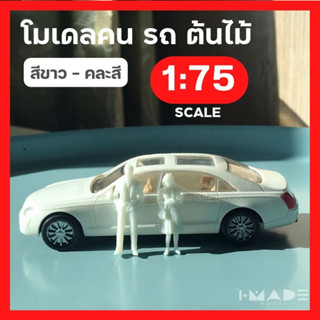 [สเกล 1:75] โมเดลคน รถ ต้นไม้ สีขาว คนคละสี โมเดลสุขภัณฑ์ คนจิ๋ว ต้นไม้จิ๋ว โมเดลเสาไฟ โมเดลจำลอง สวนขวด