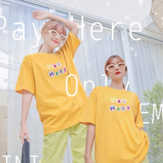 FEMINI.BKK : เสื้อยืด Cotton 100%  Pay here  เหลืองเข้ม