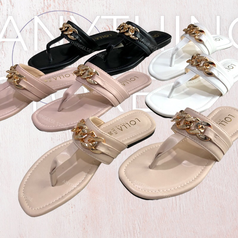 พร้อมส่ง รองเท้าแตะคีบแต่งโซ่
