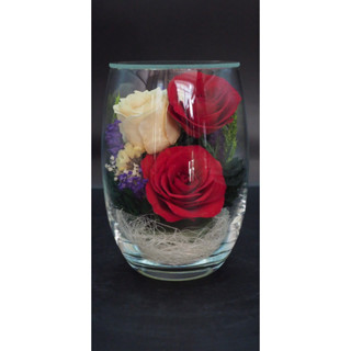 ดอกไม้อบแห้งในแก้ว Dried Flower in Glass Rmi model แก้วตูดกลม